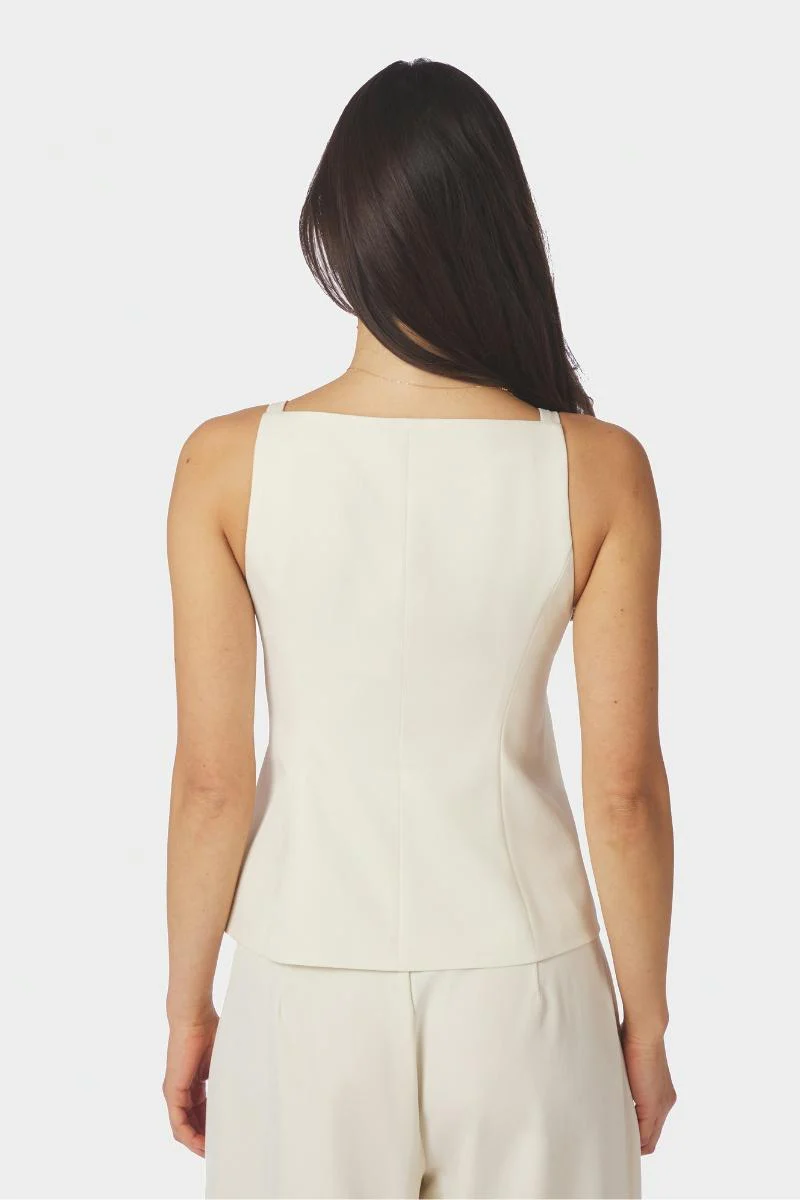 Kylie Structure Waistcoat | Off White | Vest fra Neo Noir - Image 6