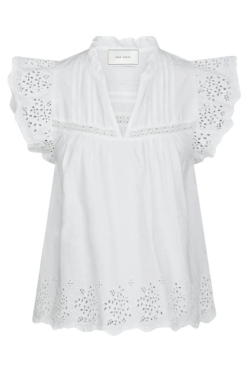 Kyoti Embroidery Top | White | Bluse fra Neo Noir - Image 2