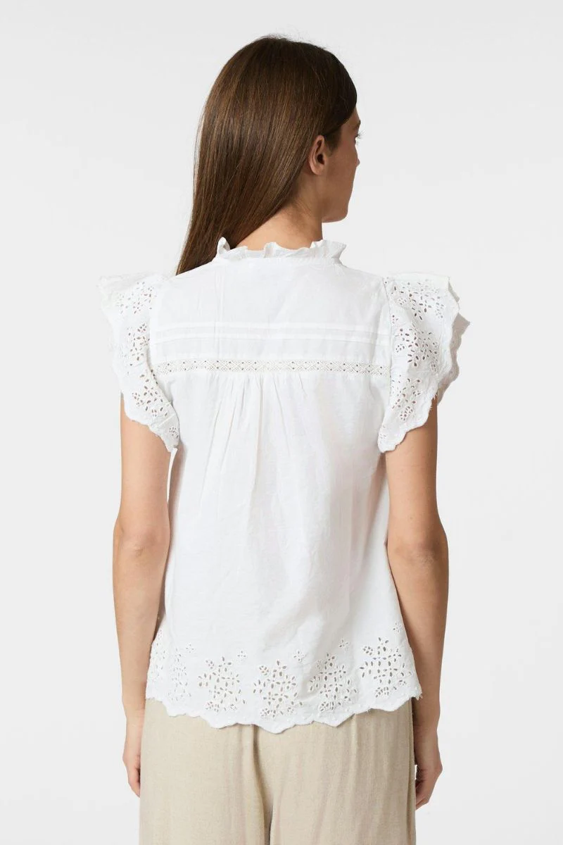 Kyoti Embroidery Top | White | Bluse fra Neo Noir - Image 5