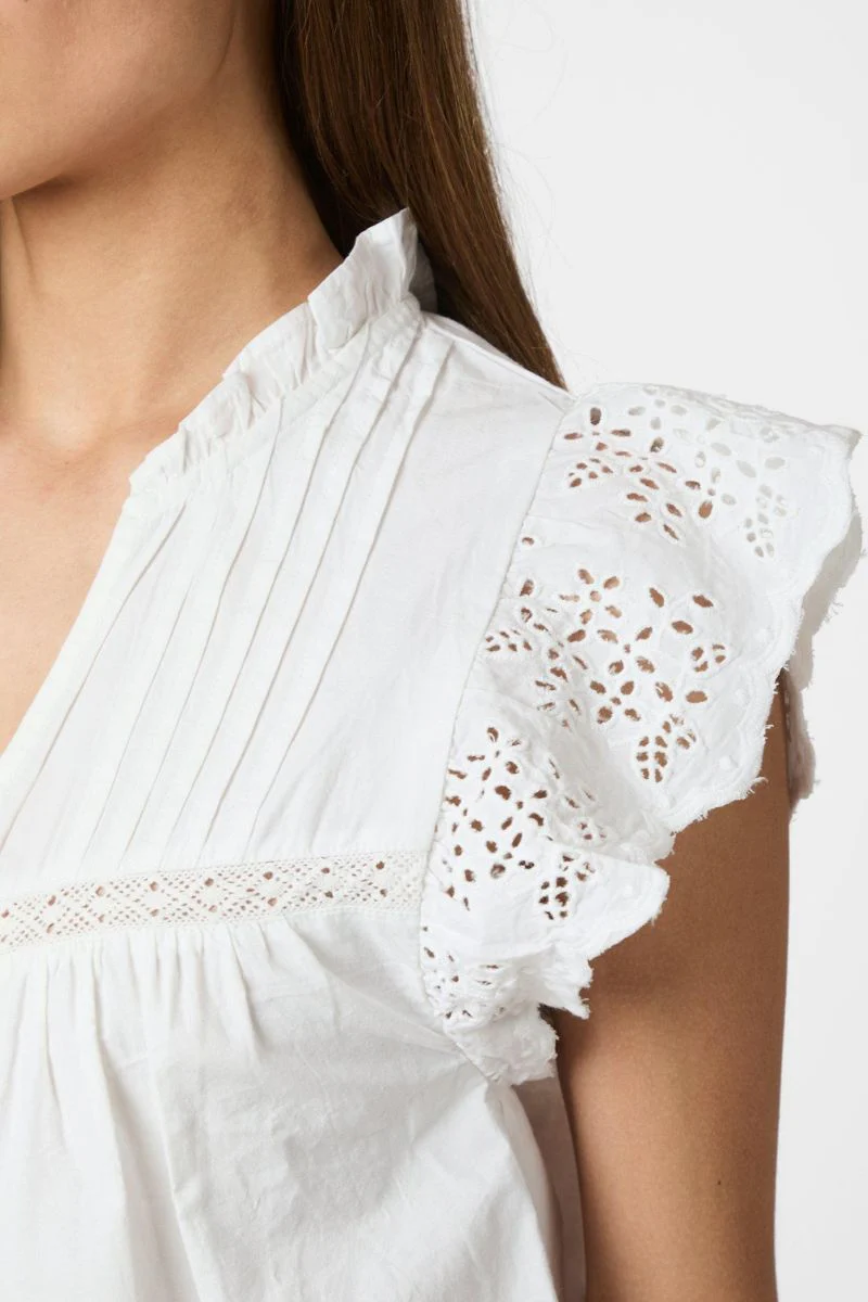 Kyoti Embroidery Top | White | Bluse fra Neo Noir - Image 7