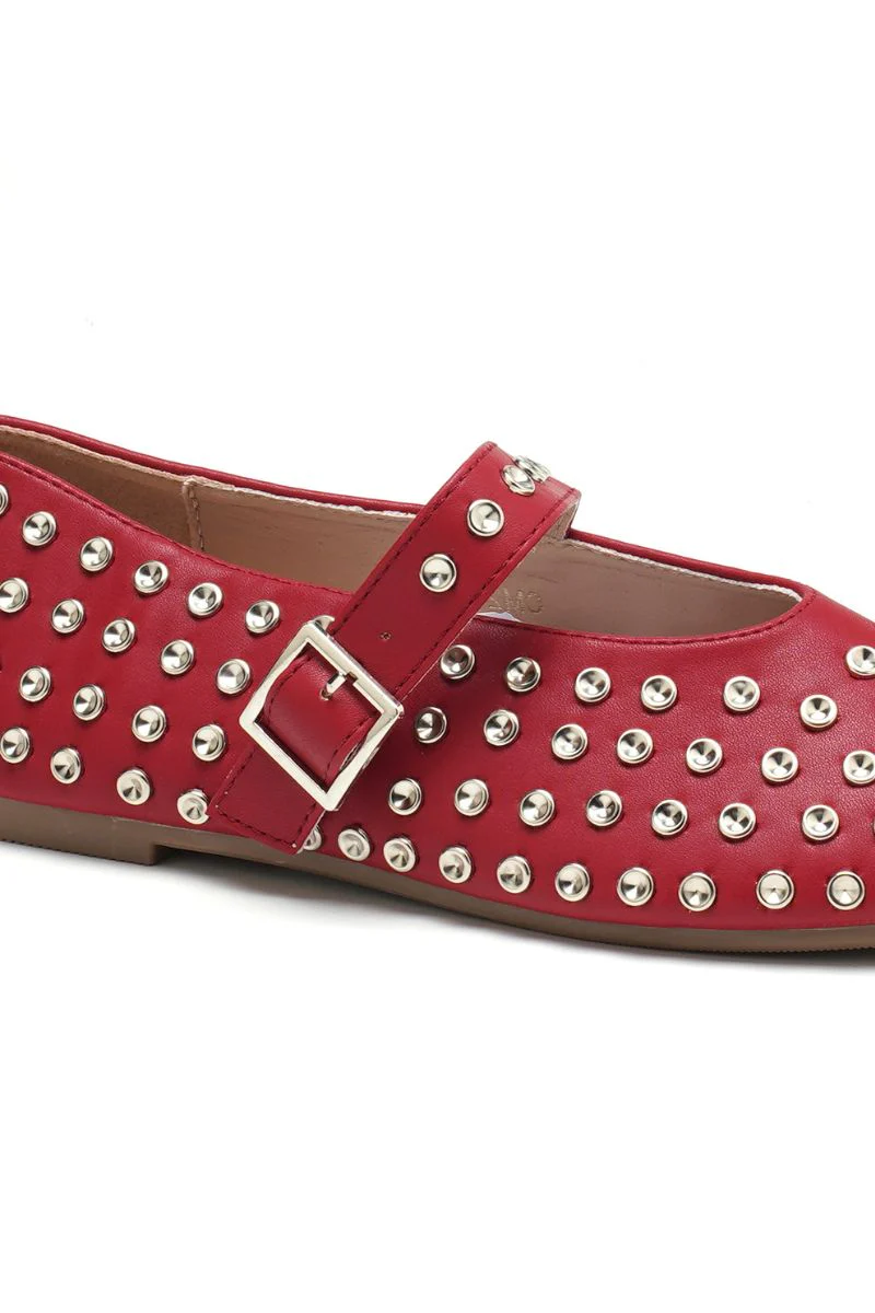 Studded Mary Jane Ballerina | Red | Sko fra Avery - Image 2