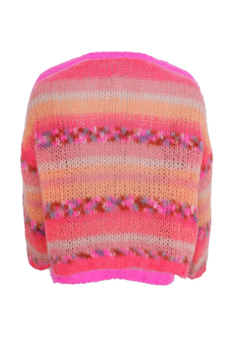 Lagoon Multi Striped Cardigan | Strik fra Black Colour - Image 3