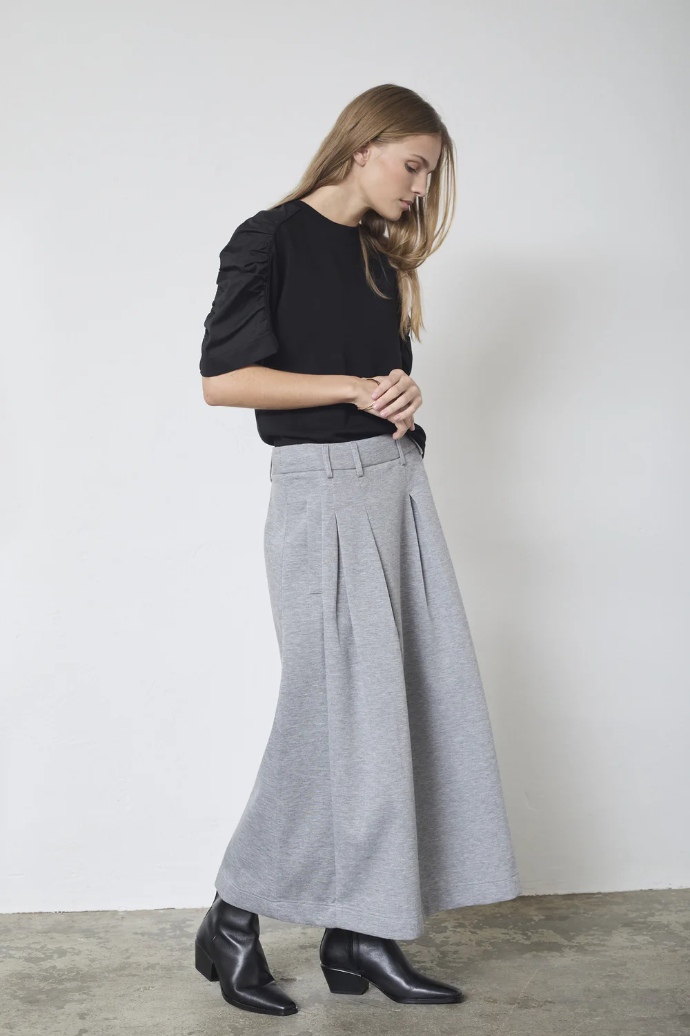 Lance Pleat Skirt 44015 | Grey Melange | Nederdel fra Co'couture - Image 3