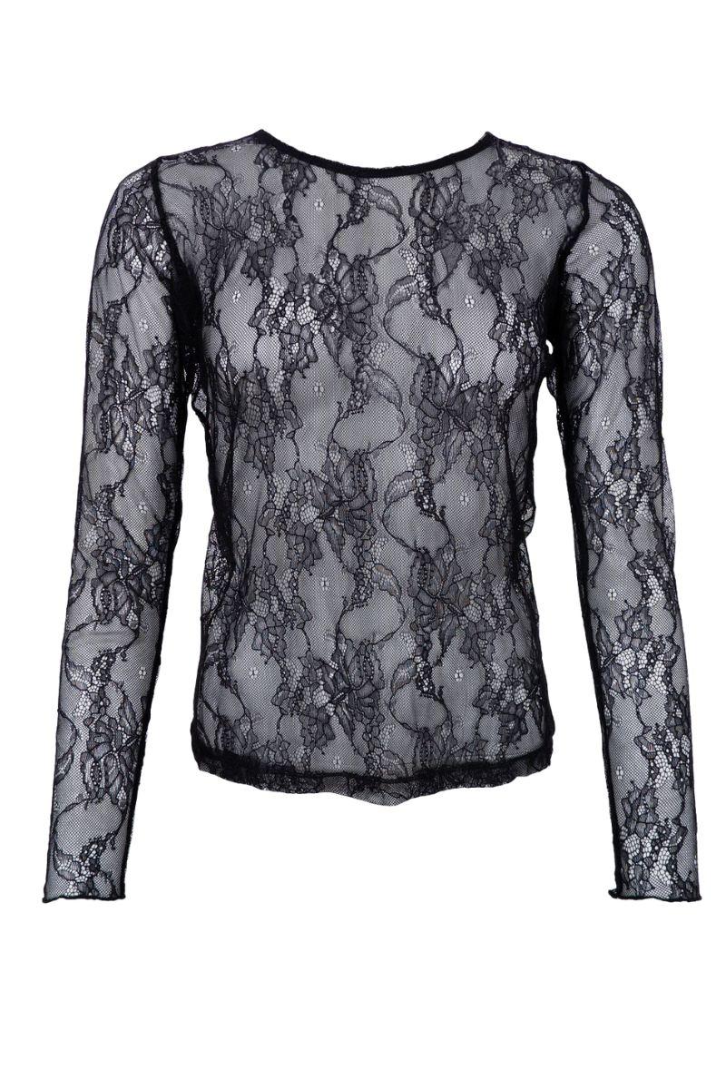 Lara Lace Blouse | Black | Bluse fra Black Colour