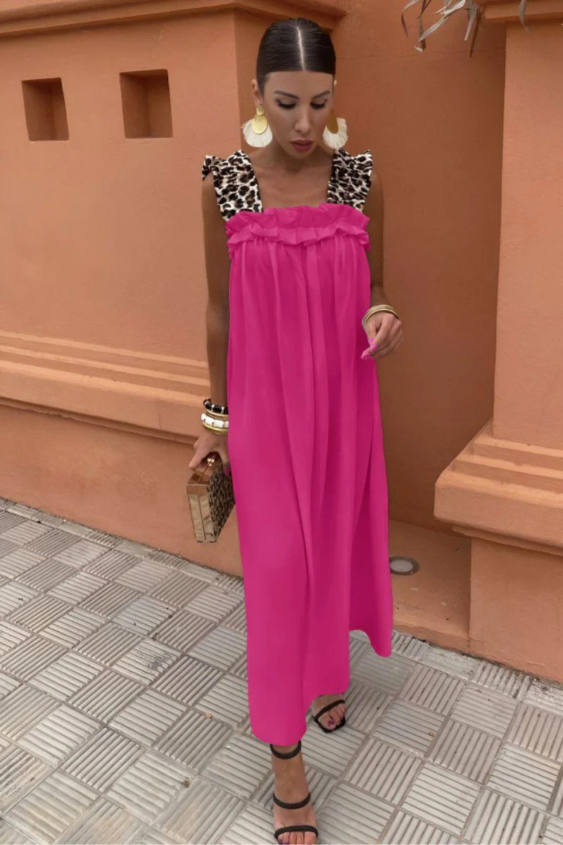 Leopard Strap Dress | Fuchsia