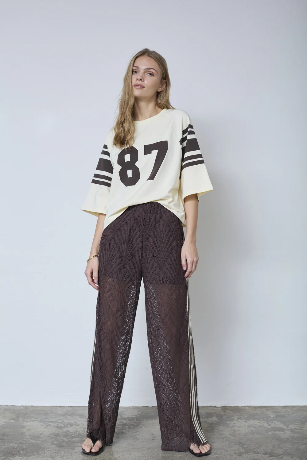 Leti Lace Panel Pant 41050 | Dark Brown | Bukser fra Co'couture - Image 6