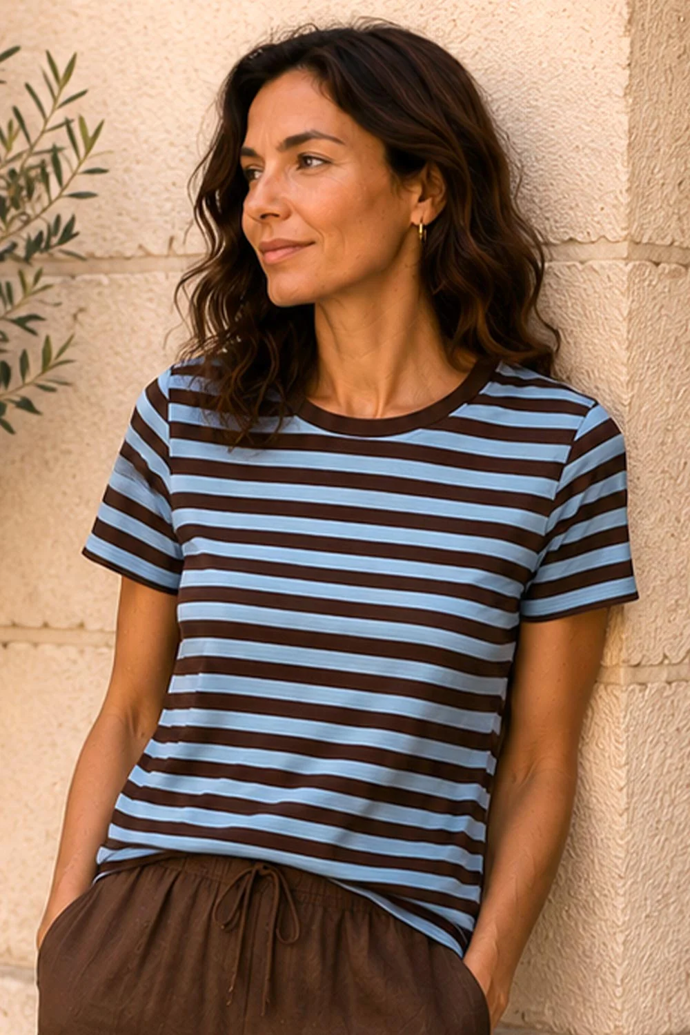 Liana Tee 211647 | Coffee Bean W. Blue Bell | T-Shirt fra Freequent