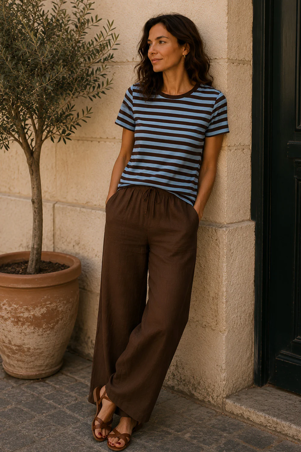 Liana Tee 211647 | Coffee Bean W. Blue Bell | T-Shirt fra Freequent - Image 3
