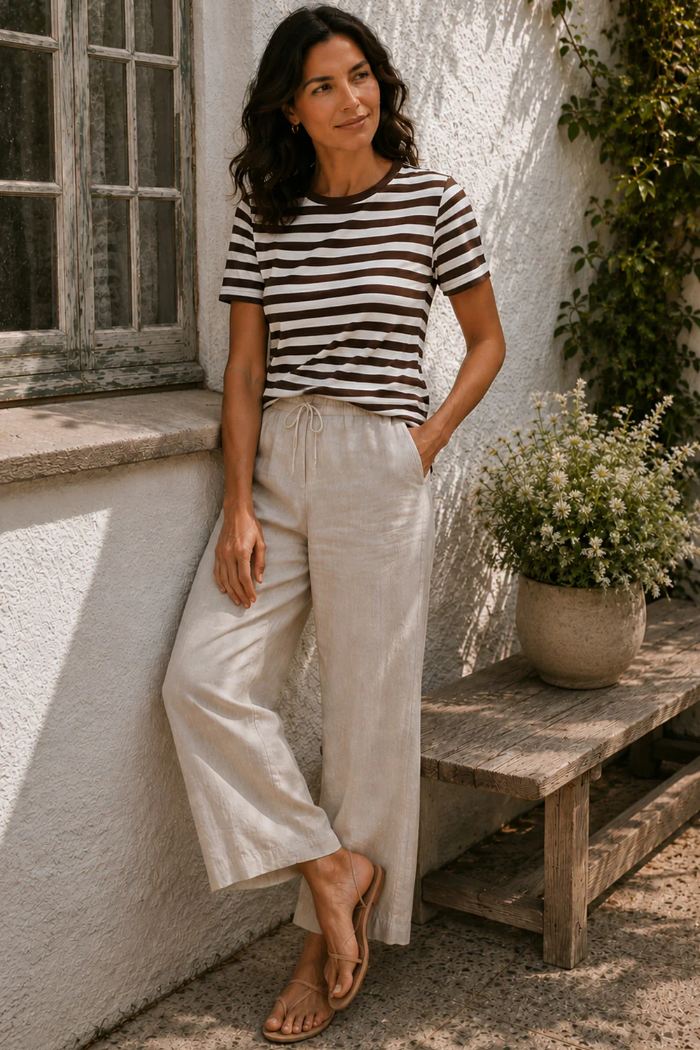 Liana Tee 211647 | Coffee Bean W. Star Off-White | T-Shirt fra Freequent - Image 3
