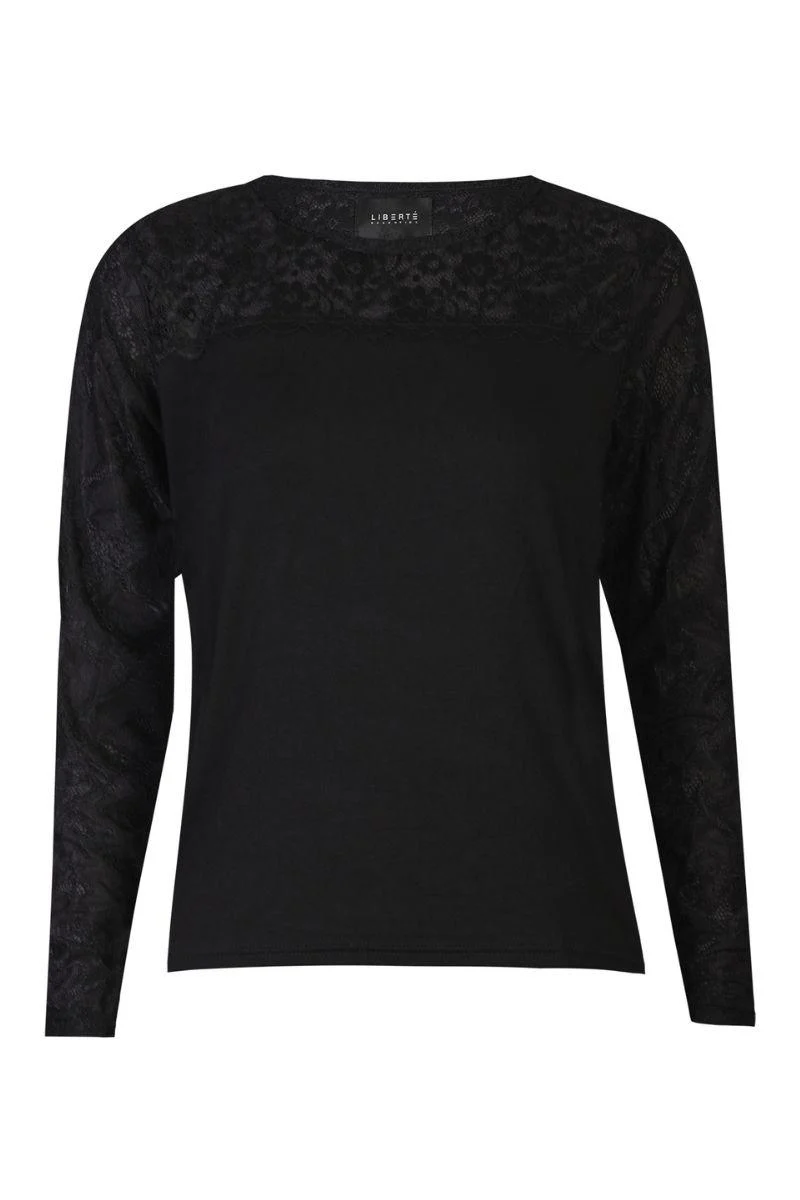 Lisa Ls Lace Blouse 2 | Black | Bluse fra Liberté - Image 2