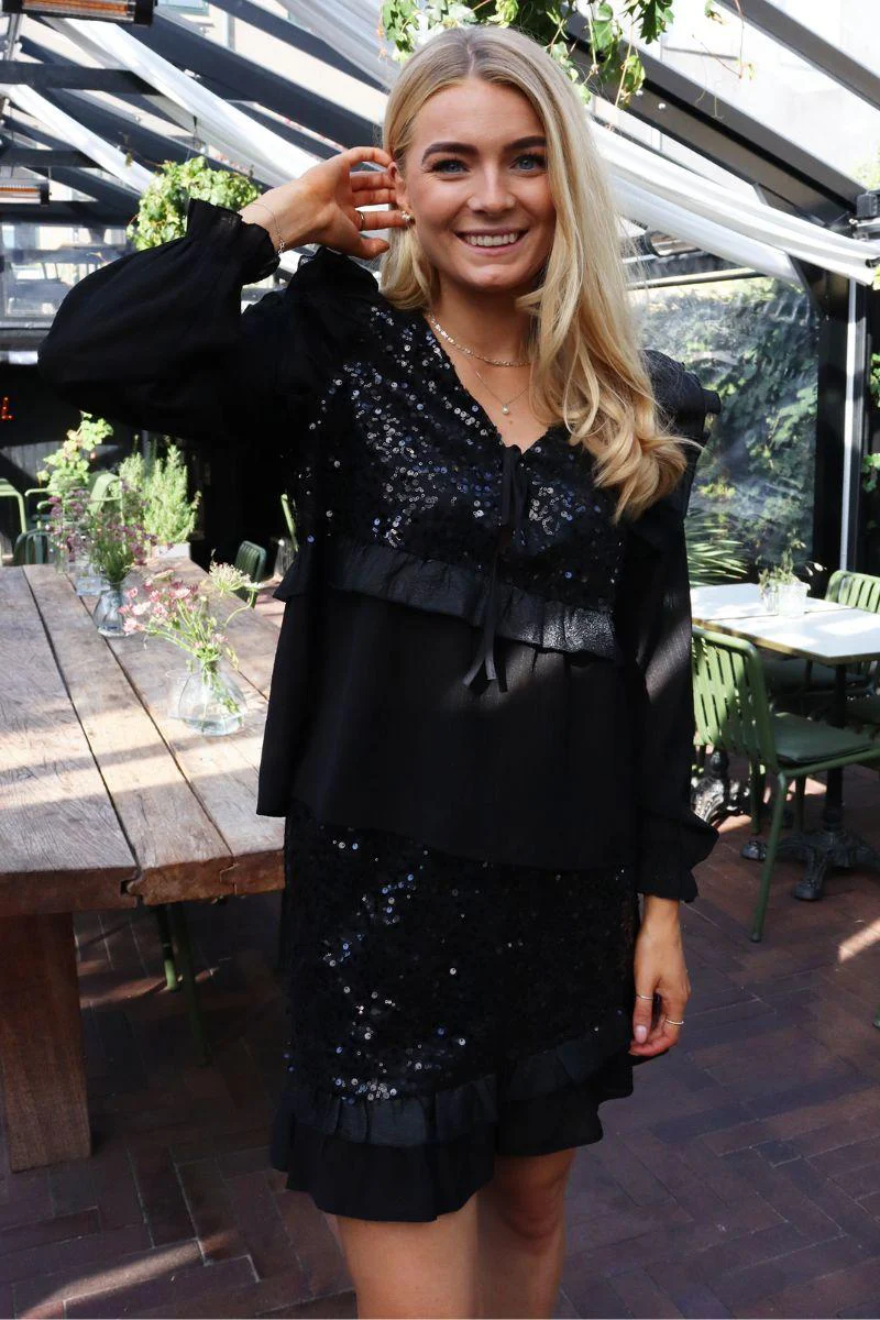 Nor Frill Skirt | Black Sequins | Nederdel fra Liberté - Image 5