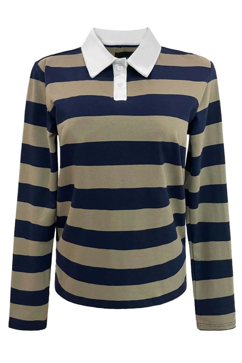 Polo Ls Shirt | Army Navy Stripe | Polo fra Liberté