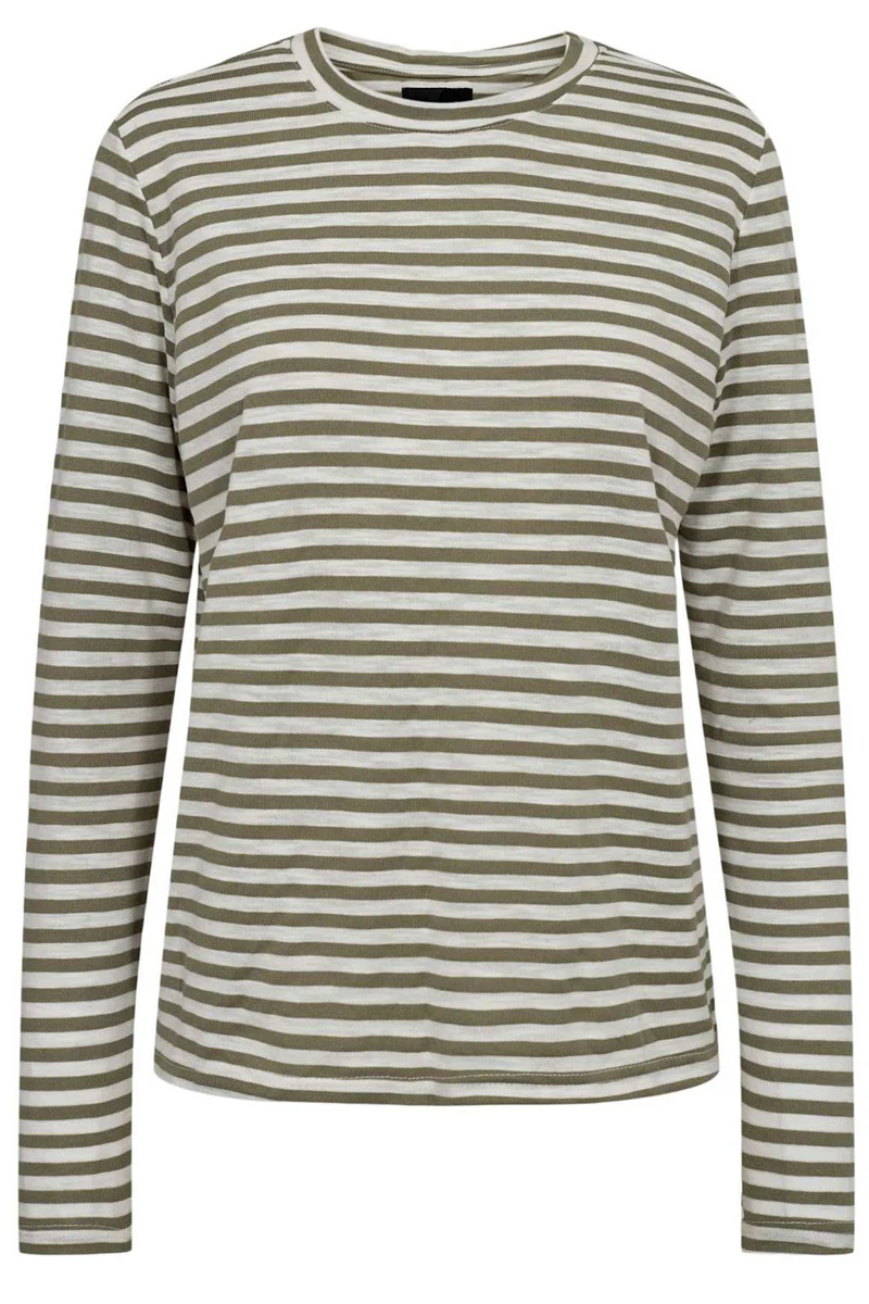 Ulla Ls Stripe Tshirt | Dark Army White Stripe | Bluse fra Liberté
