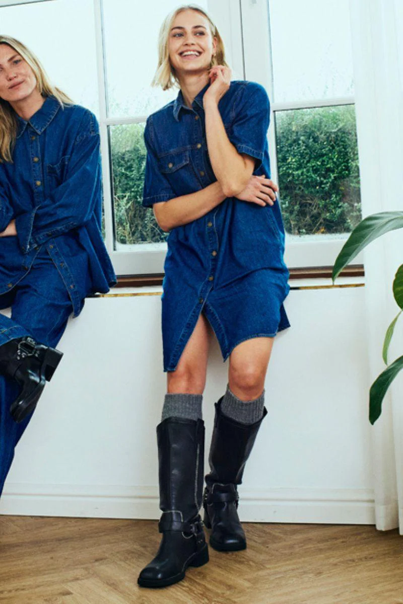 Lisea Dress 206360 | Medium Blue Denim | Kjole fra Freequent - Image 8