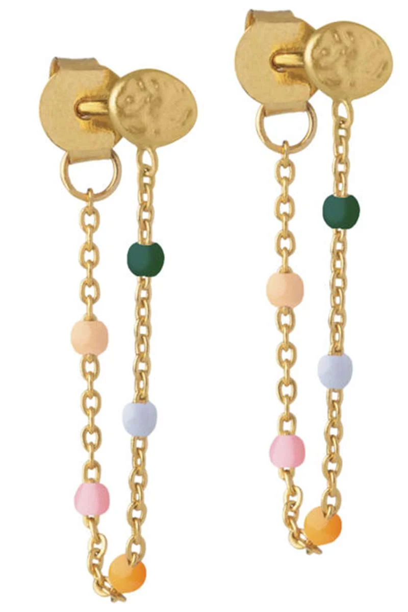 Lola Earring | Dreamy | Kæde øreringe med farvede perler fra Enamel