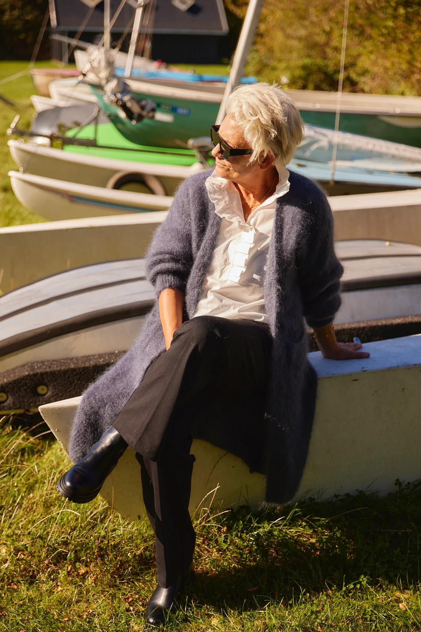 Long open cardigan in fluffy mohair 82121L | Mouse Gray | Strik fra Atelier C