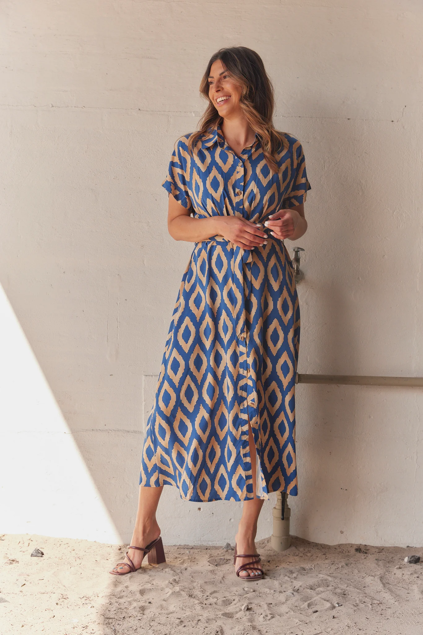 Mary Patterned Dress | Dark Blue | Kjole fra French Laundry
