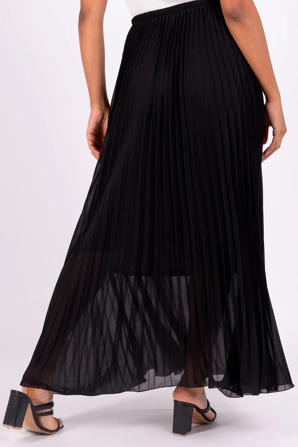 Long Pleated Skirt | Black | Nederdel fra Avery - Image 3