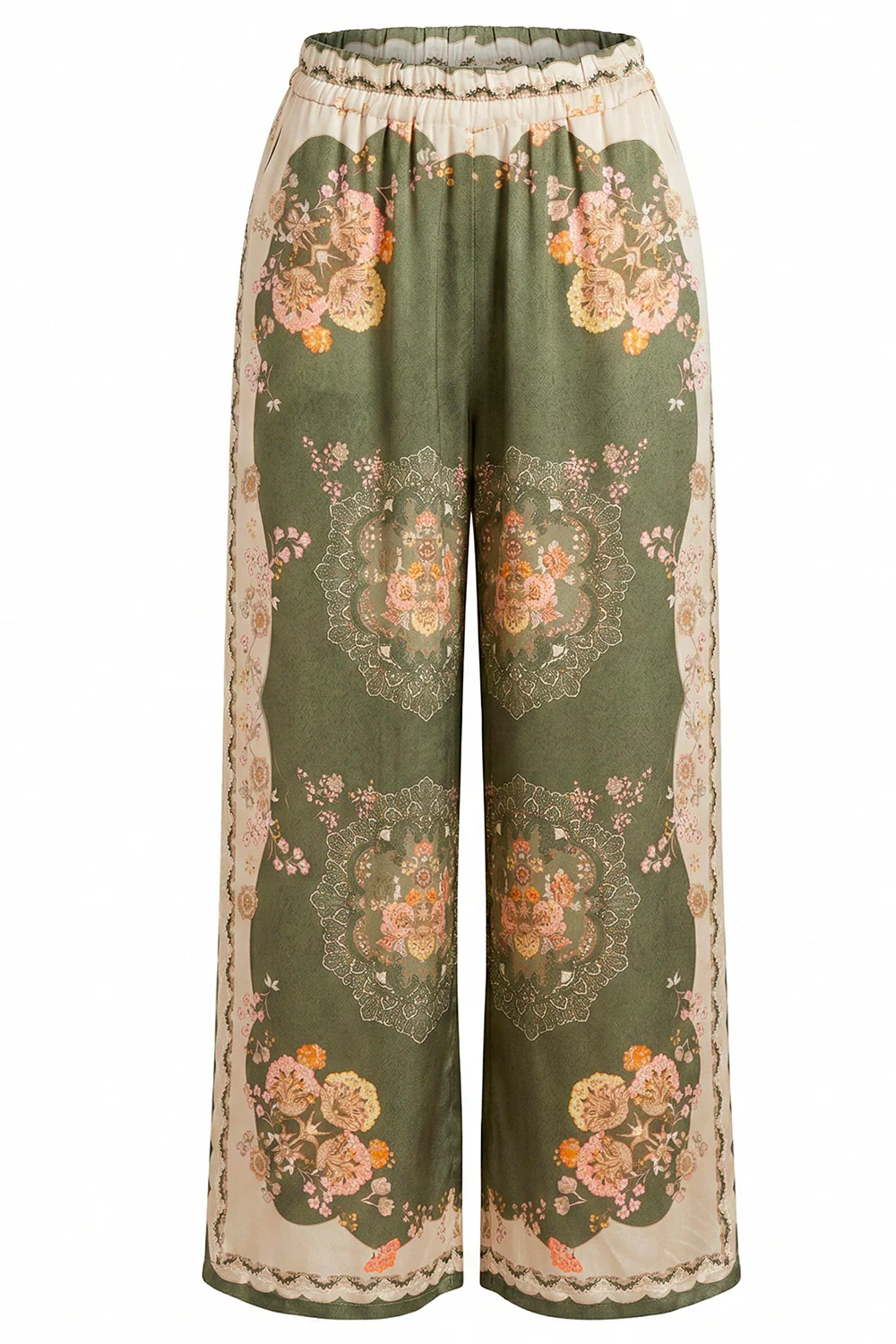 Silky Baroque Pants | Kaki | Bukser fra Atelier C