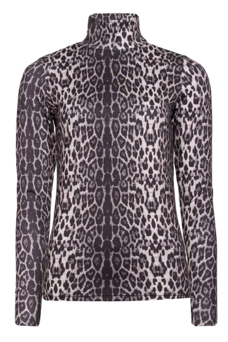 Lotus Ls Highneck Blouse | Grey Black Leo | Bluse fra Liberté