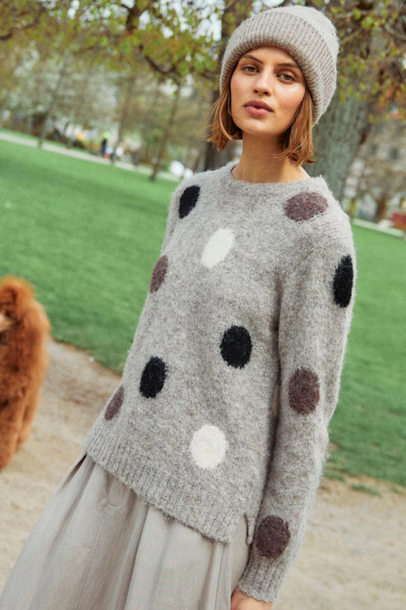 Louisa Pullover 202238 | Desert Taupe Mel. w. Black | Strik fra Freequent - Image 5