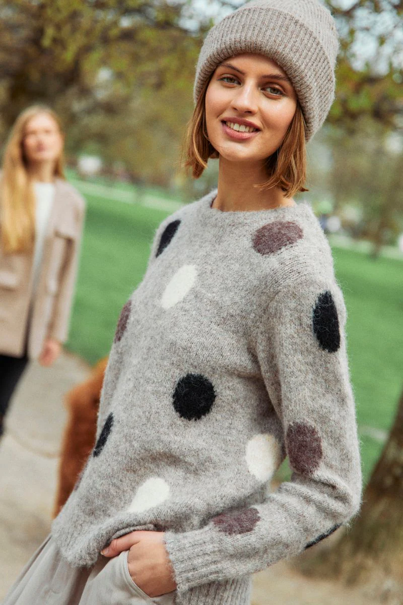 Louisa Pullover 202238 | Desert Taupe Mel. w. Black | Strik fra Freequent - Image 6