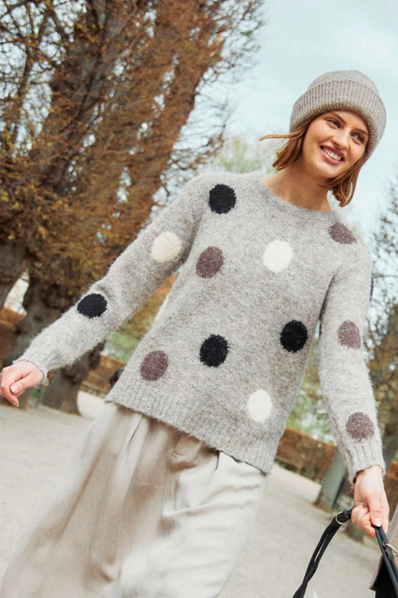 Louisa Pullover 202238 | Desert Taupe Mel. w. Black | Strik fra Freequent - Image 7