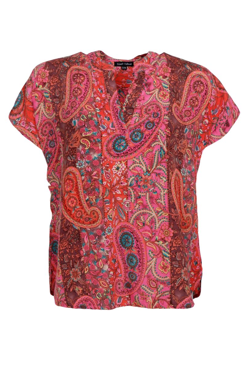 Luna Andrea S/S Top | Scarlett Berry | Bluse fra Black Colour - Image 2