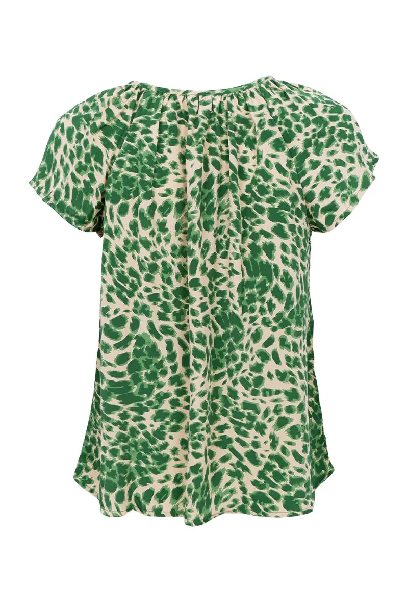 Luna Dana Blouse | Green Leo | Bluse fra Black Colour - Image 3