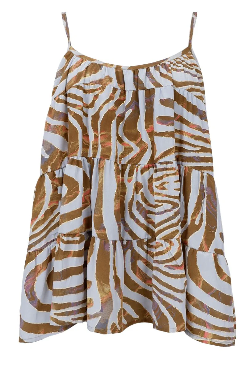 Luna Flare Strap Top | Blue Zebra | Bluse fra Black Colour - Image 2