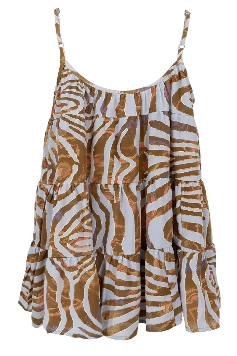 Luna Flare Strap Top | Blue Zebra | Bluse fra Black Colour - Image 4