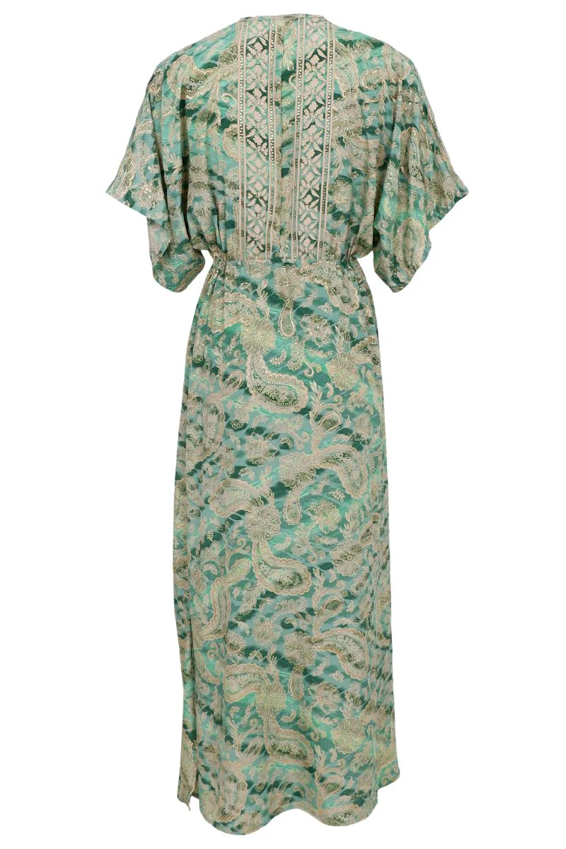 Luna Long V-Neck Dress | Floral Green | Kjole fra Black Colour - Image 2