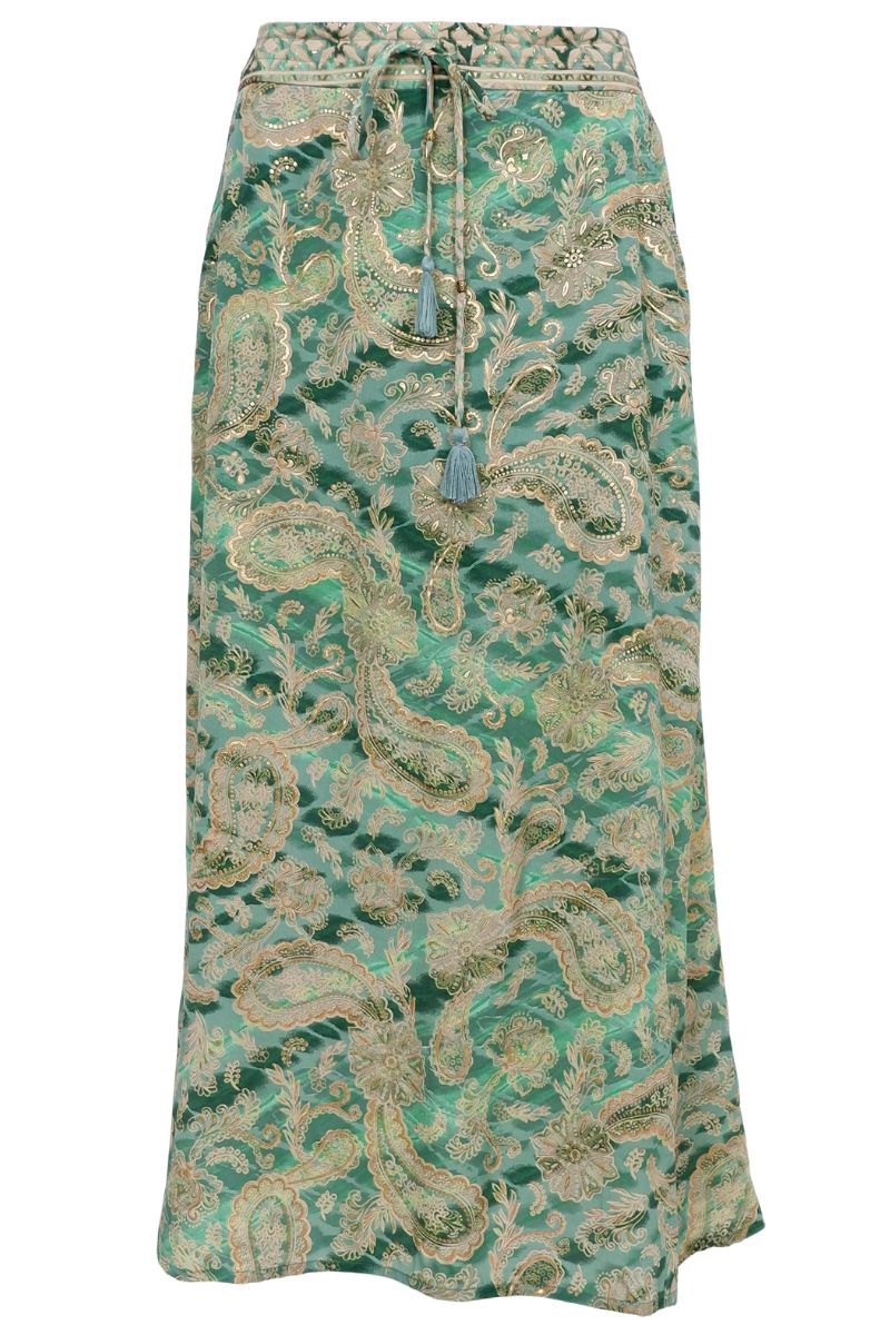 Luna Regular Skirt | Floral Green | Nederdel fra Black Colour