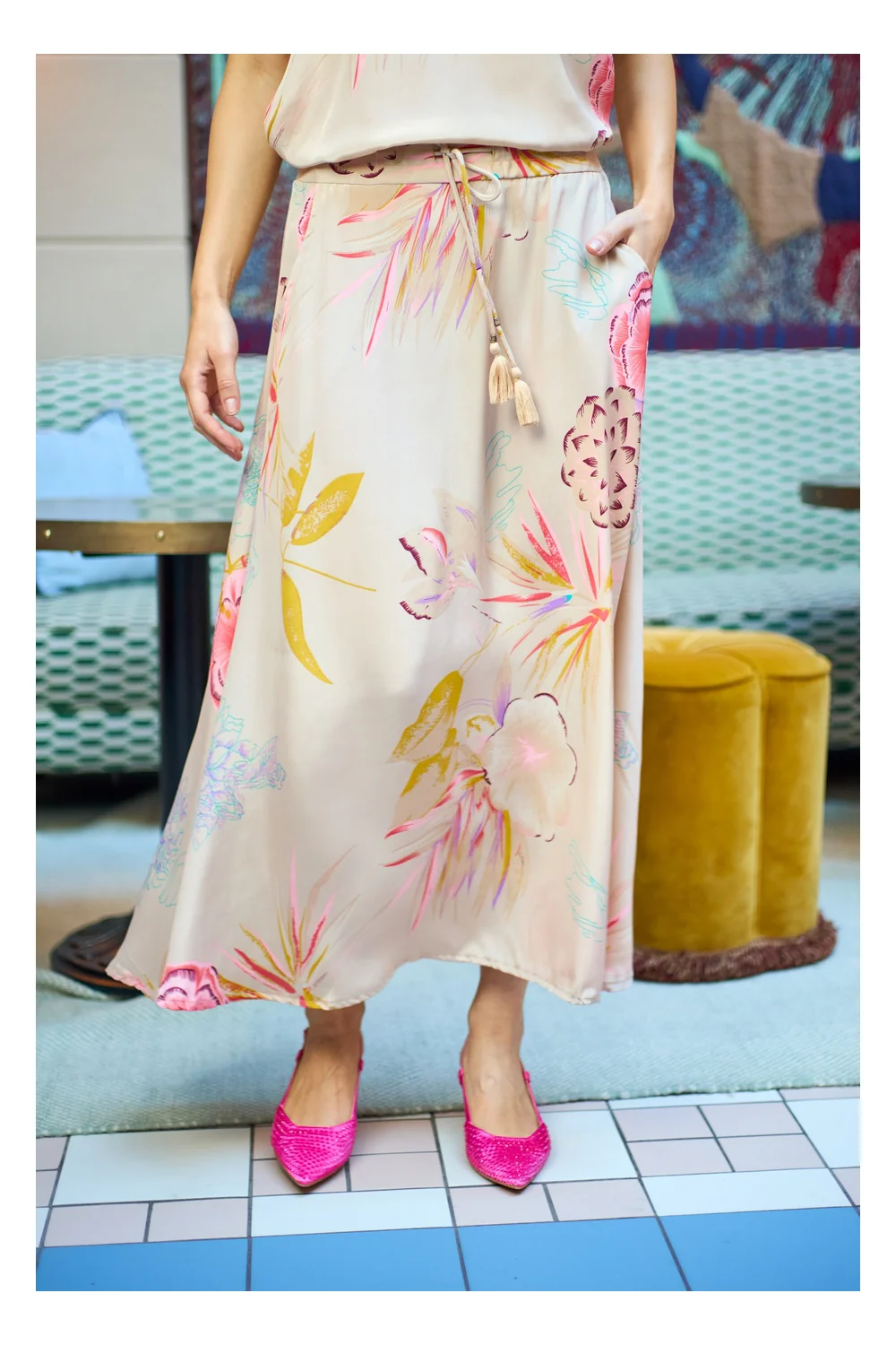Luna Regular Skirt | Poppy Rose | Nederdel fra Black Colour