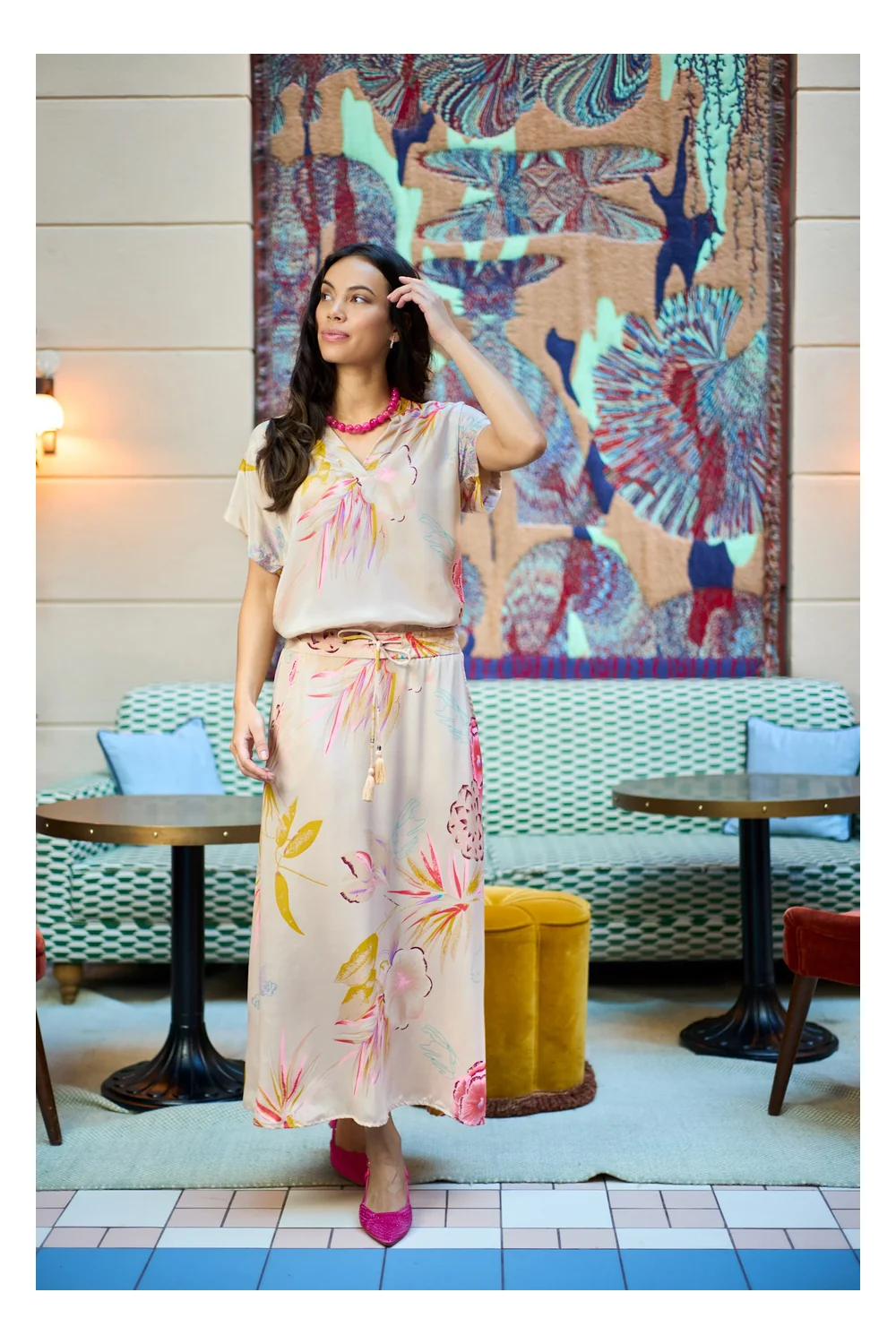 Luna Regular Skirt | Poppy Rose | Nederdel fra Black Colour - Image 3