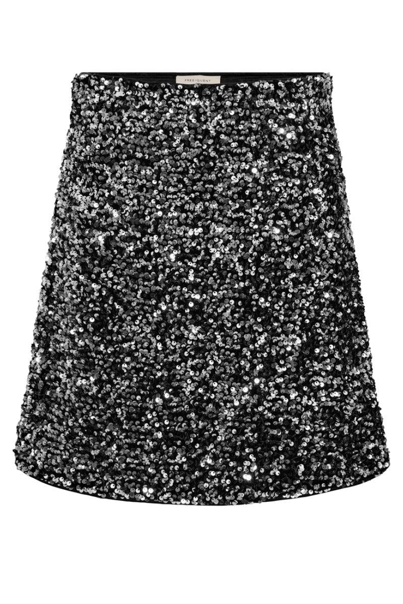 Lune Skirt 207240 | Black W. Silver | Nederdel fra Freequent - Image 3