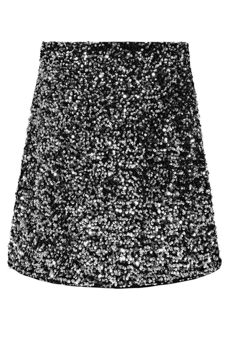 Lune Skirt 207240 | Black W. Silver | Nederdel fra Freequent - Image 4