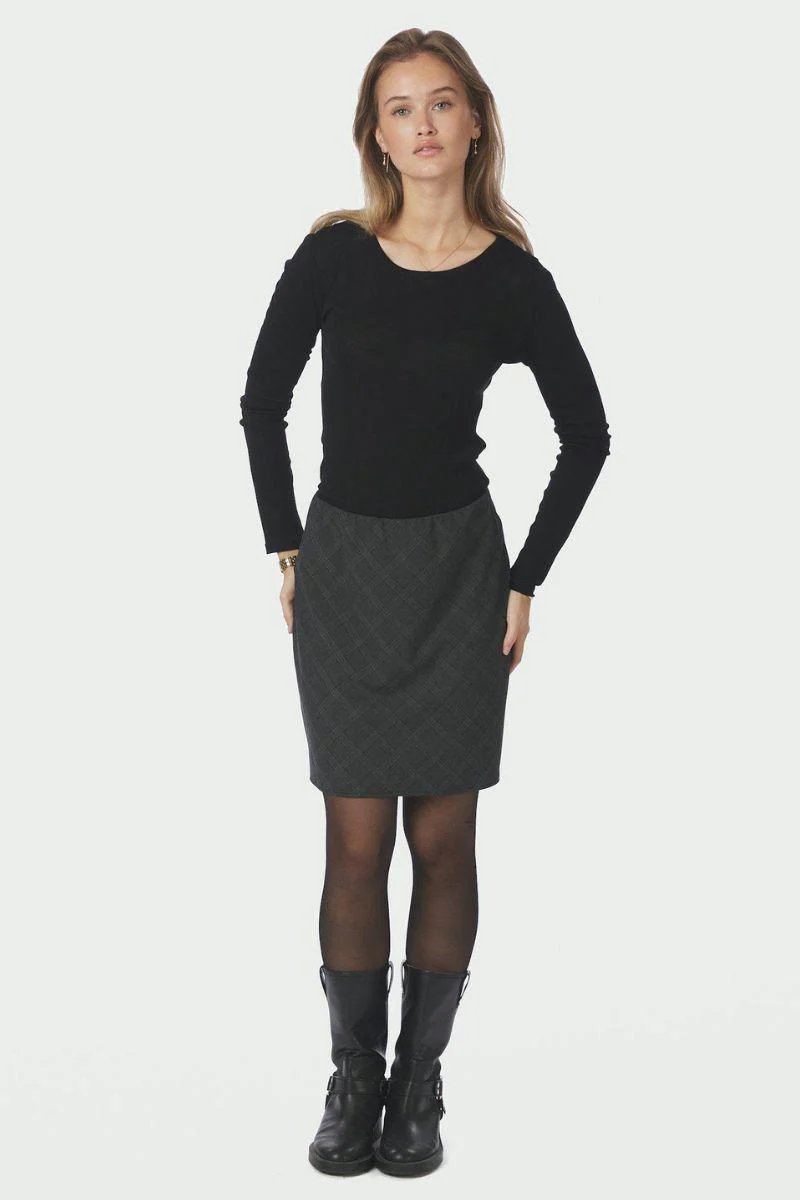 Lunna Check Short Skirt | Antracit | Nederdel fra Neo Noir - Image 6