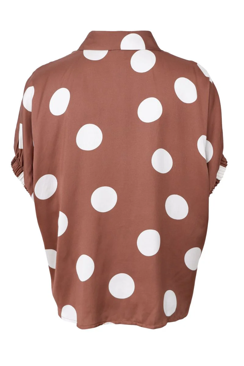 Mabel Shirt Blouse | Mocca Dot | Bluse fra Black Colour - Image 4