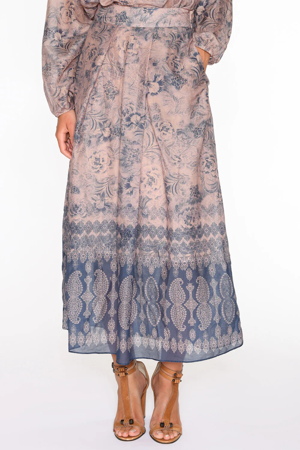 Mabell midi+ pleated skirt | Navy/Rose | Nederdel fra Gustav
