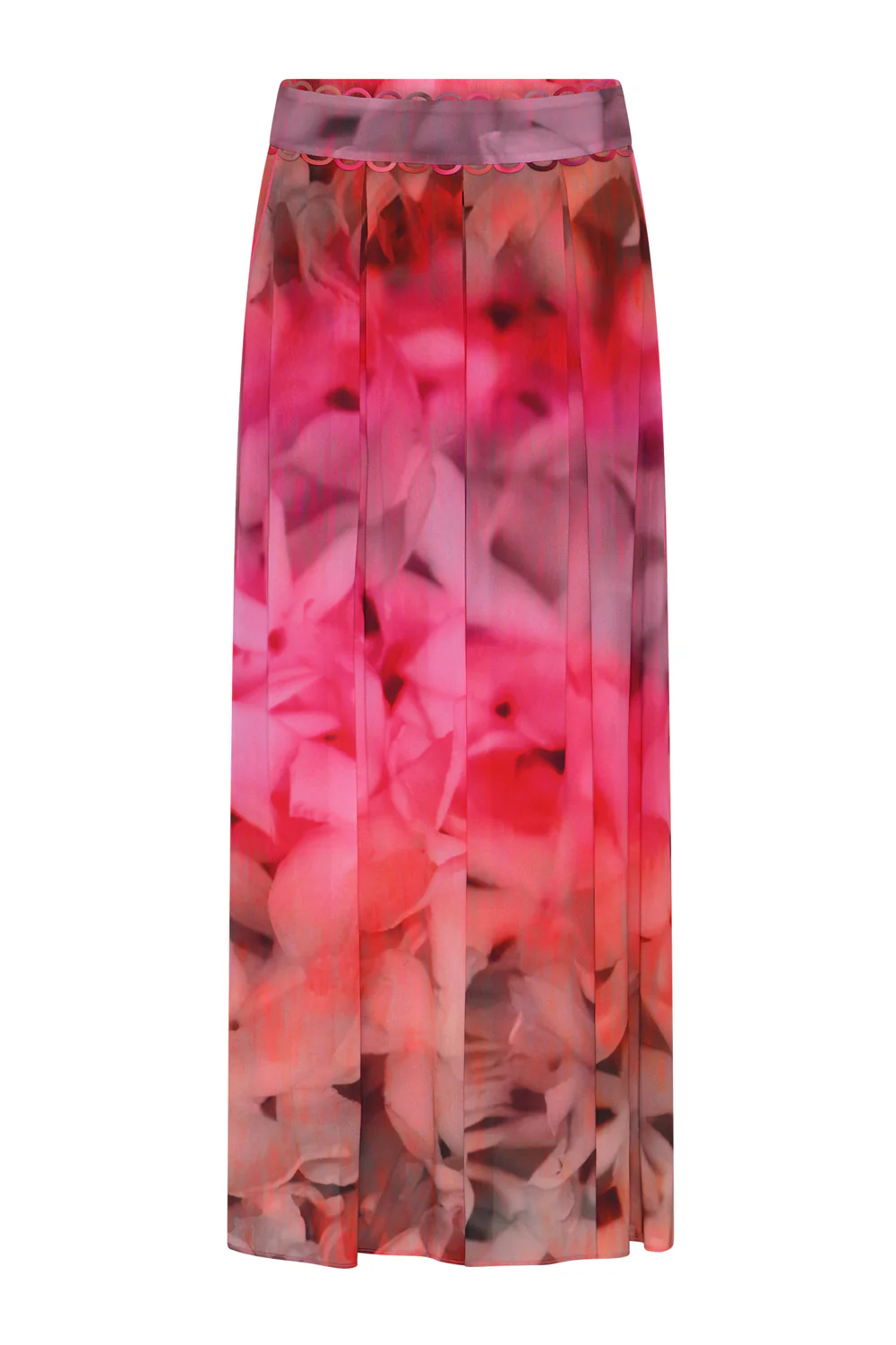 Mabell Midi+ Pleated Skirt | Coral w. Print | Nederdele fra Gustav