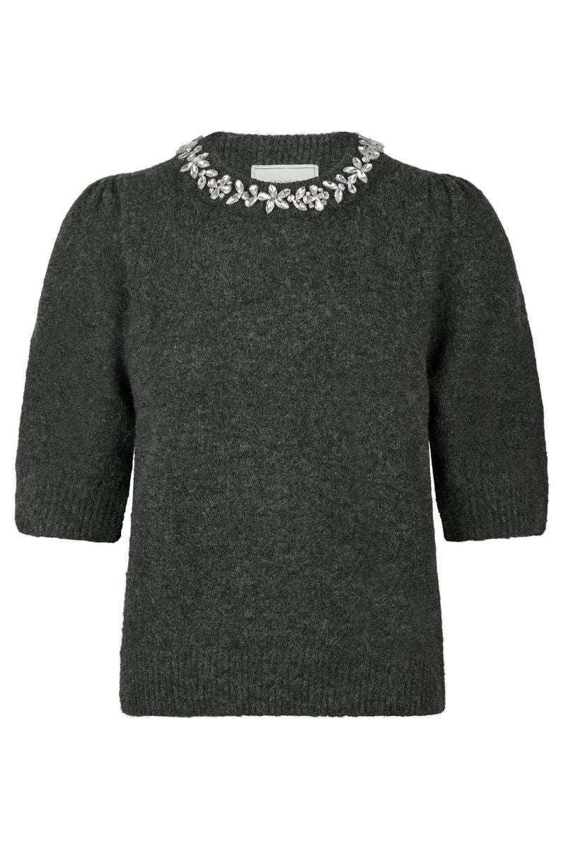 Maia Stone Knit Blouse | Antracit Melange | Bluse fra Neo Noir - Image 2
