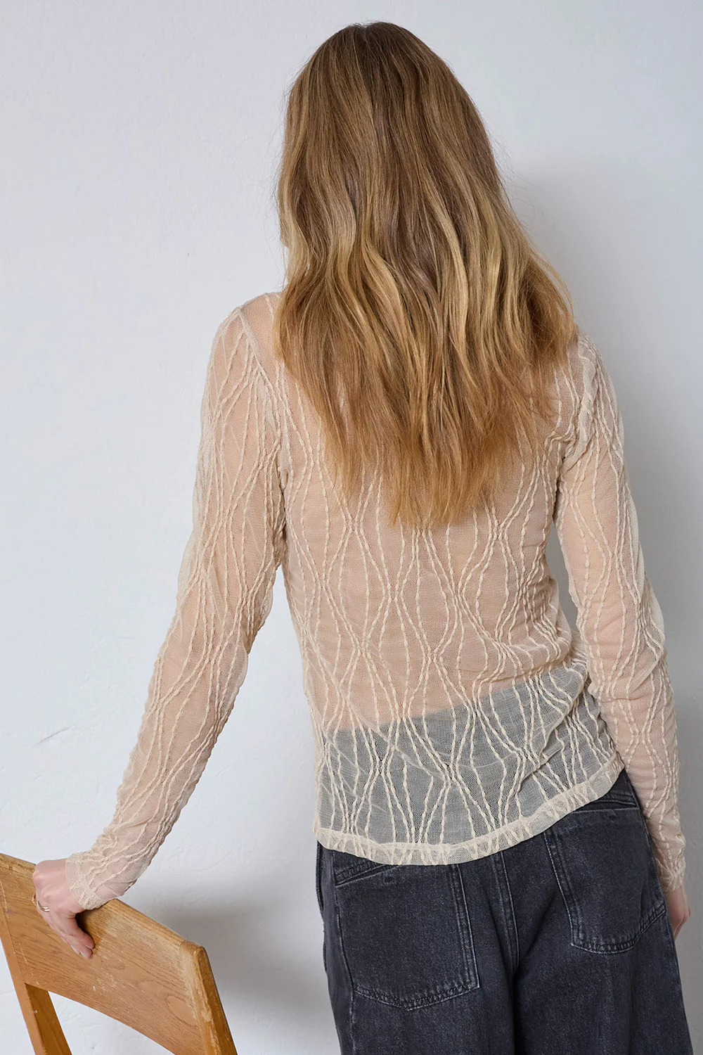Marcy Mesh O-blouse 43043 | Bone | T-Shirt fra Co'couture - Image 5
