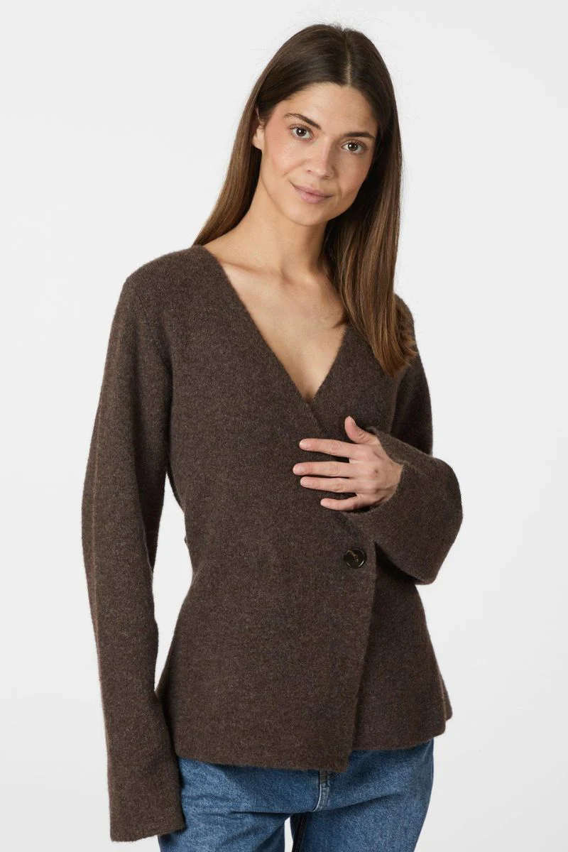 Marie Louise Knit Cardigan | Brown Melange | Strik fra Neo Noir - Image 5