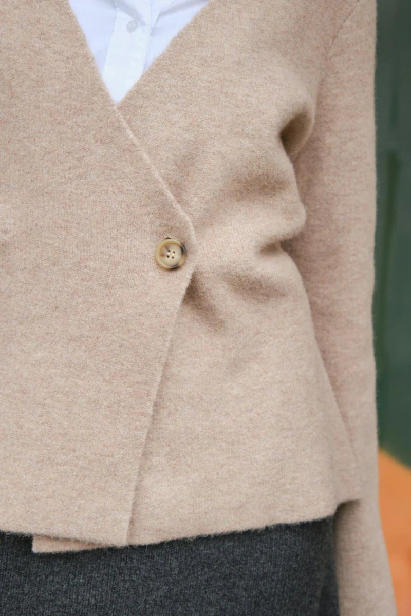Marie Louise Knit Cardigan | Sand Melange | Cardigan fra Neo Noir - Image 6