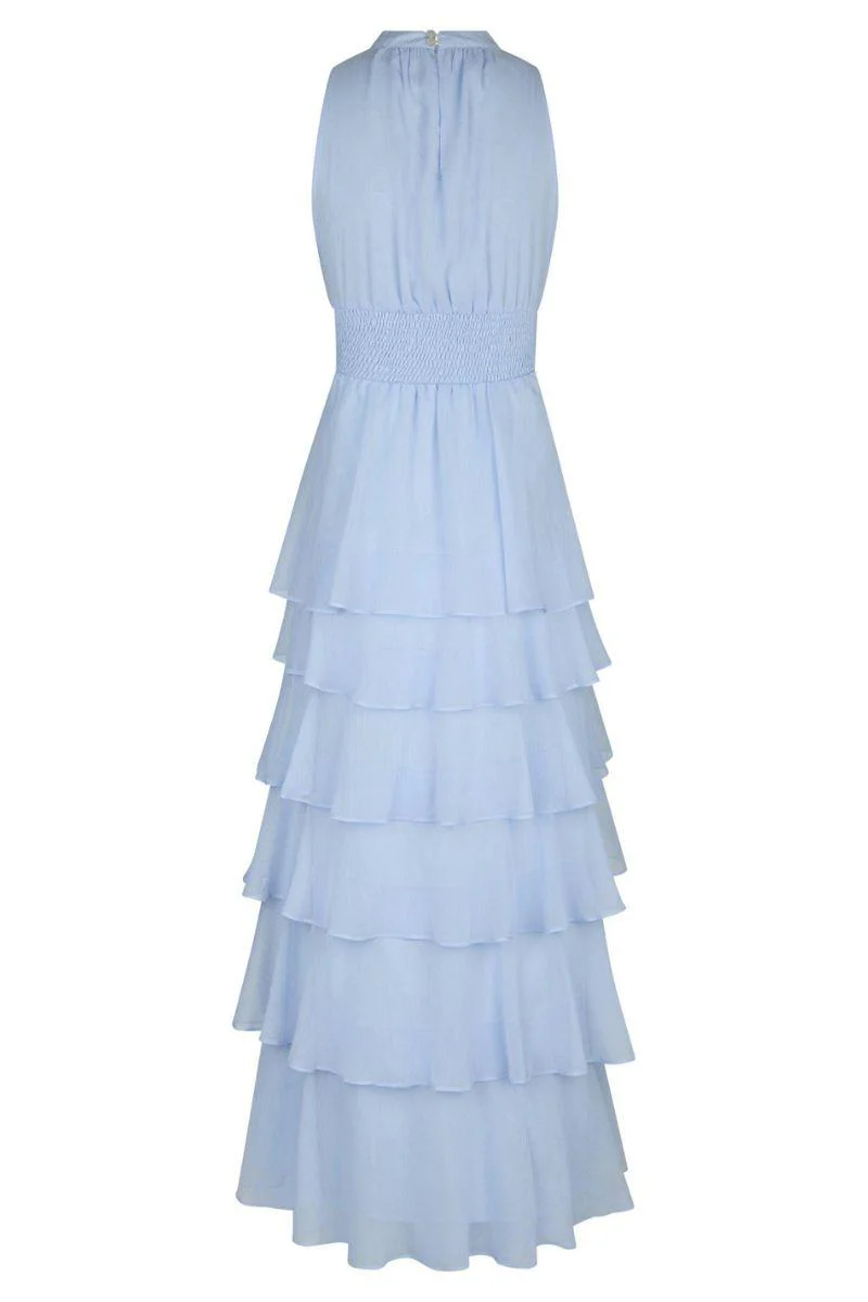 Marli Solid Chiffon Dress | Light Blue | Kjole fra Neo Noir - Image 8