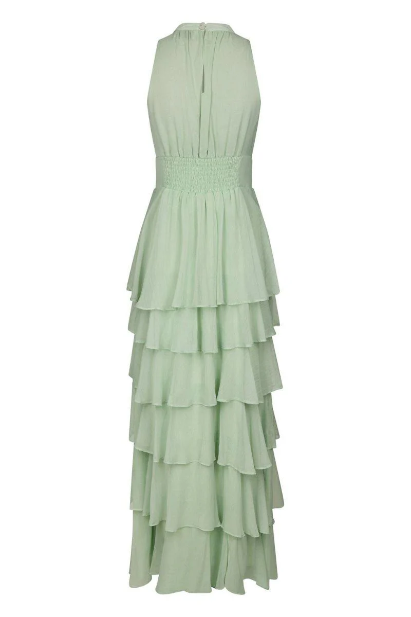Marli Solid Chiffon Dress | Light Green | Kjole fra Neo Noir - Image 4