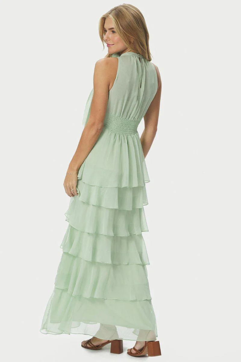 Marli Solid Chiffon Dress | Light Green | Kjole fra Neo Noir - Image 6