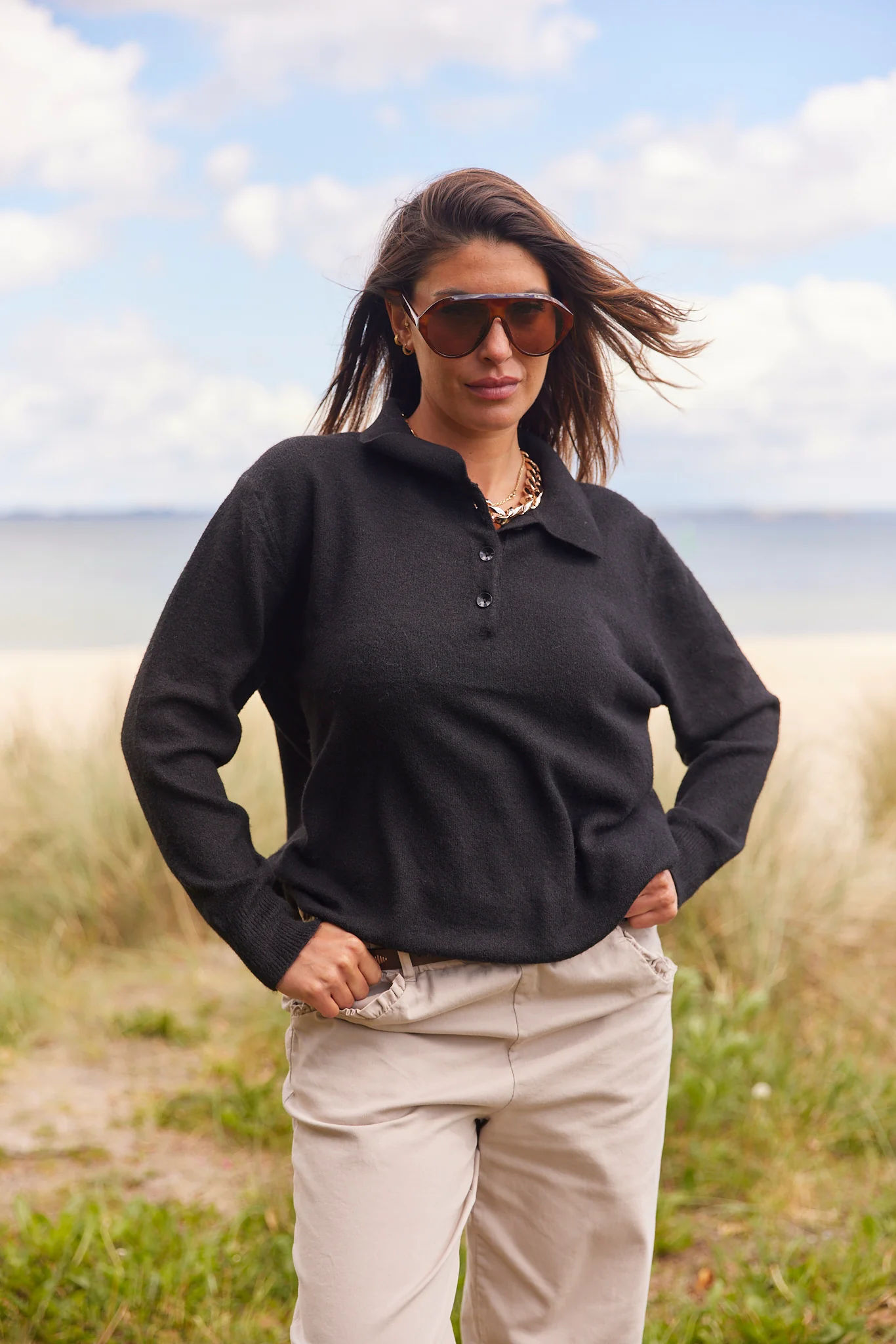 Mauda Polo Knit | Black - Image 3