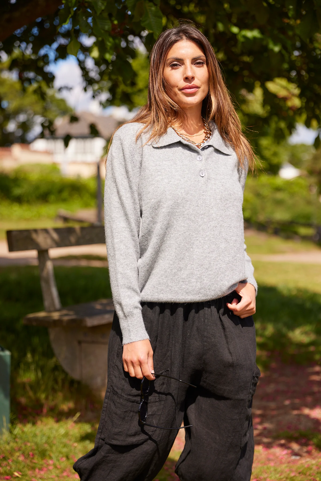 Mauda Polo Knit | Gray